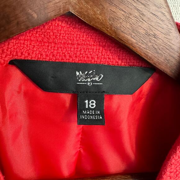 Mossimo Blazer Jacket Size 18 Red Cotton Zip Front Long Sleeve Business Wear - Picture 6 of 11